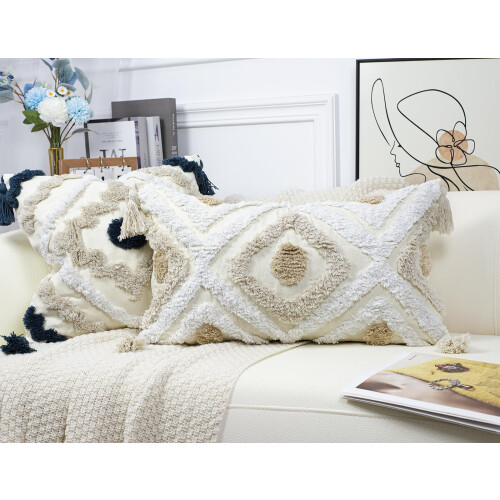 Capa de Almofada Longa NUYECY 12 x 24, Algodão e Linho, Estilo Boho para Sofá e Cama 2