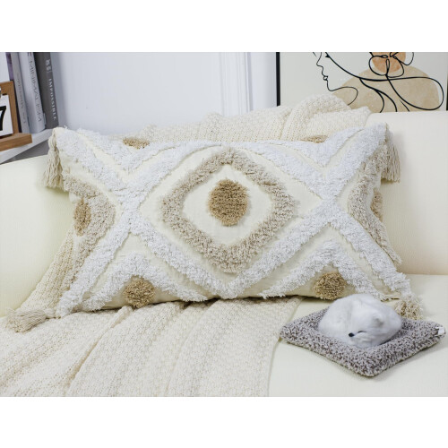 Capa de Almofada Longa NUYECY 12 x 24, Algodão e Linho, Estilo Boho para Sofá e Cama 1