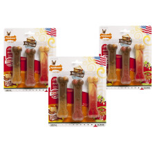 Nylabone 9-delige Frenzy Pancakes Roastbeef Club en Meat Lasagna Smaak Kauwbotten - (3 verpakkingen met elk 3 botten)