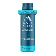 Oars + Alps Spray Deodorant Unisex, Fără Aluminiu, Spray Corp, Dimensiune de Călătorie, Aromă Oceanică