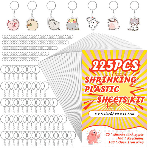 Kit Creativo Supvox Da 30 Pezzi In Plastica Termoretraibile – Fogli Trasparenti Con Ganci E Portachiavi Per Bambini