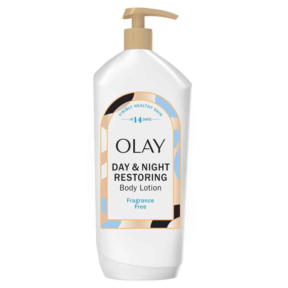 Olay Day & Night Restoring Body Lotion For Women 24Hr Hydration Absorbs Instantly Formulated With Vitamin B3 Complex Fragrance-Free 18 Fl Oz