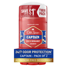 Old Spice Deodorant f r M nner, aluminiumfrei, 24/7 Geruchsschutz, Captain, mit Bergamotteduft, 85 ml (2er-Pack)