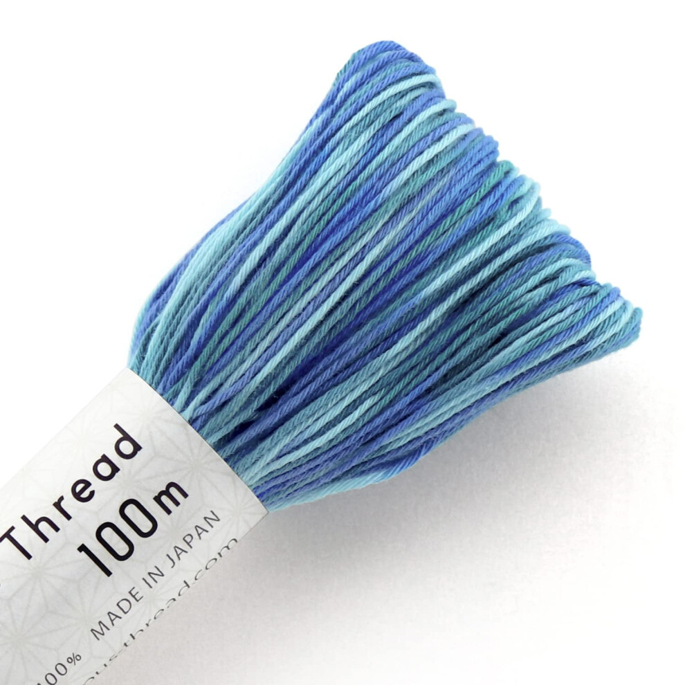 Olympus Sashiko Filo 100 Metri – Variegato (#191 Blu/Verde) – 100% Cotone-image