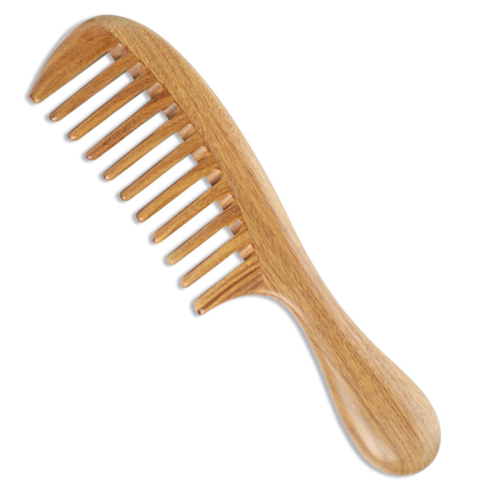 Onedor Handmade Sandalwood Hair Combs Set - Anti-Static Scented Wooden Wide Tooth And Fine Tooth Combs For Natural Hair Detangling