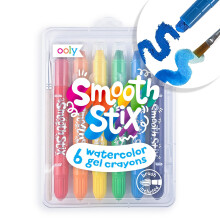 Ooly Smooth Stix Gel-Buntstifte f?r Kinder und Erwachsene mit Pinsel ? 7er-Set Aquarell-Regenbogen-Buntstifte f?r Glas und Papier mit transparent