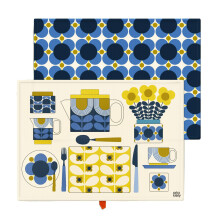 Orla Kiely Vase Flower Print Tea Towels Pack of 2 Blue/Multi