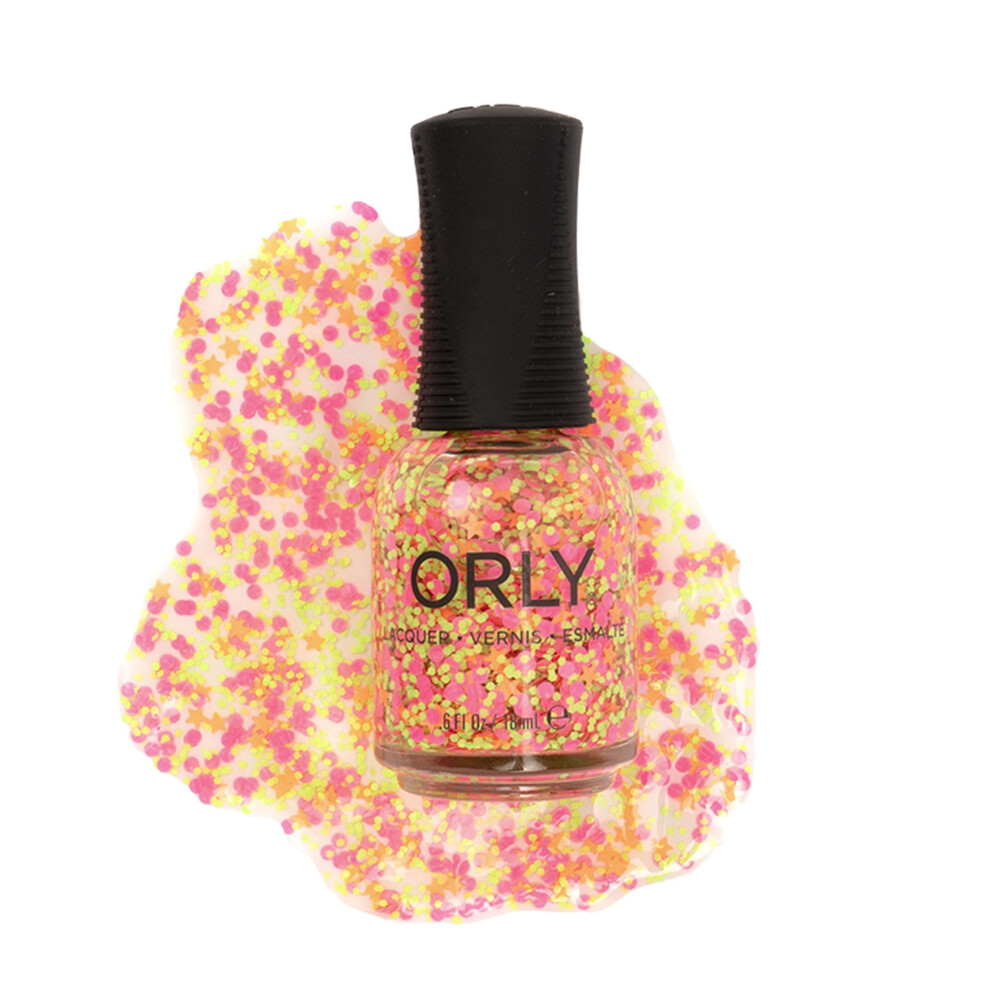 Orly Neon Nail Polish Colors for Summer | Bright Shades and a Confetti Topper for Summer Neon Nails | 0.6fl oz (Bikini Bottoms  0.6 fl oz)