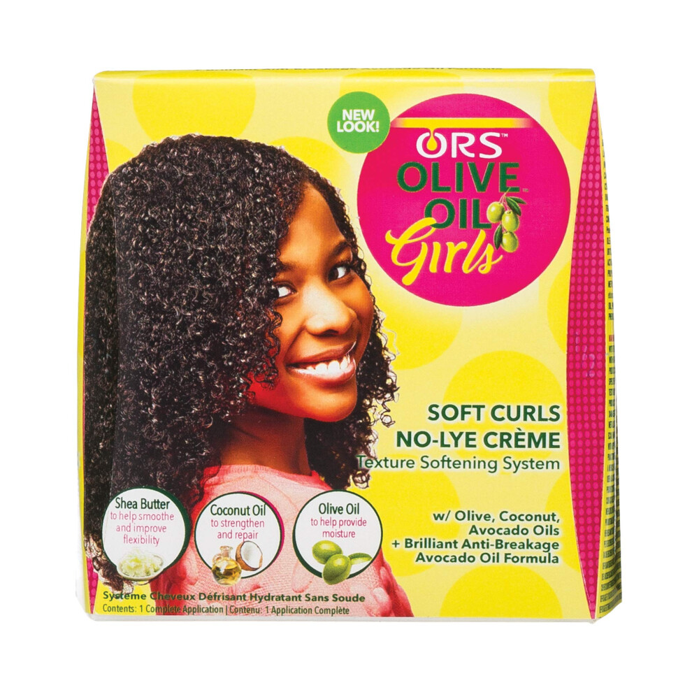 Ors Olive Oil Girls Soft Curls No-Lye Creme Texture Softening System Kit With Olive, Coconut & Avocado Oils (Pack Of 2)