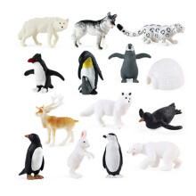 OUKEYI 14 STK Realistiske polardyrsfigurer Leget?j Mini Arctic Animals Leget?j S?t 1-2 tommer plastik arktisk tundra hjorte leget?jsdyr Lille hvi