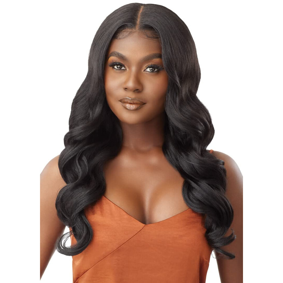 Outre Unisex Silver - 5X5 Lace Closure Wig - Human Hair Blend - Body Curl 24"""" (Platinum Blonde 613)