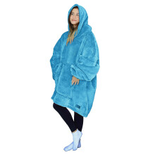Oversized Hoodie Blanket Sweatshirt comfortable Sherpa giant Wearable Blankets gift for Adults Men Women Teenagers Wife girlfriend Blue