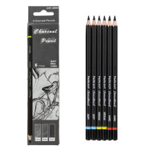Pacific Arc Premium kultegningsblyanter til kunstnere - 6 stykker bl?dt medium og h?rdt - kulblyanter til tegning af skitsering og skygge - Great