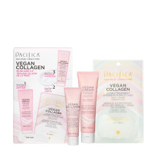 Pacifica Beauty Vegan Collagen Trial/Value Kit 3-Piece Skin Care Gift Set Travel Friendly Under Eye Patches Overnight Face Mask & Face Wash/Clea