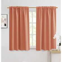 PANELSBURG Retro Orange Curtains for Bathroom Window Waterproof Bohemian Boho Mid Century Curtains for Bedroom Kitchen Set of 2 Panels 48 Inch Length