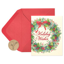 Papyrus Petite Weihnachtskarten, verpackt mit Umschlgen, wundervoller Weihnachtskranz (20 Stck)