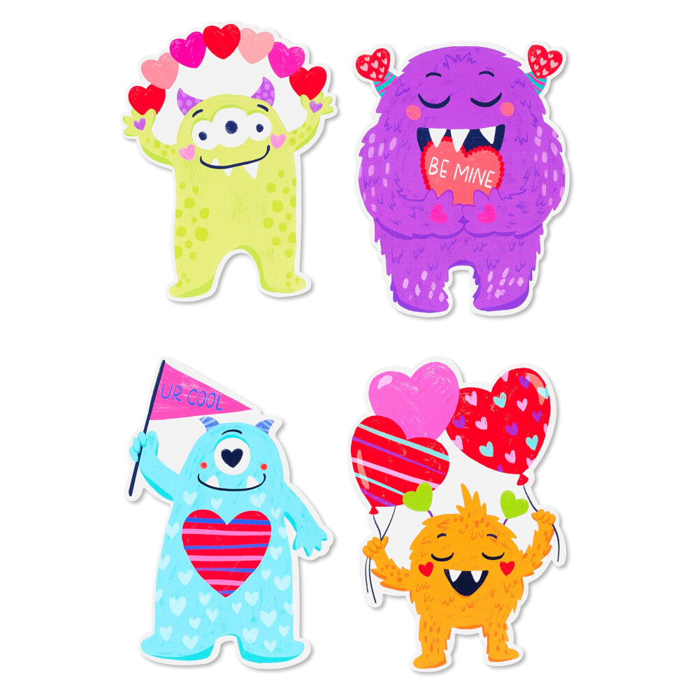 Papyrus Valentinstagskarten F R Kinder, Monsterherzen (20 St Ck, 1 Stickerbogen)-image