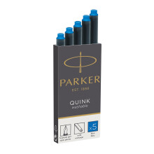 Parker 3016031PP QUINK Vulpotlood Inkt Navullingen, Blauw, 5 Stuks