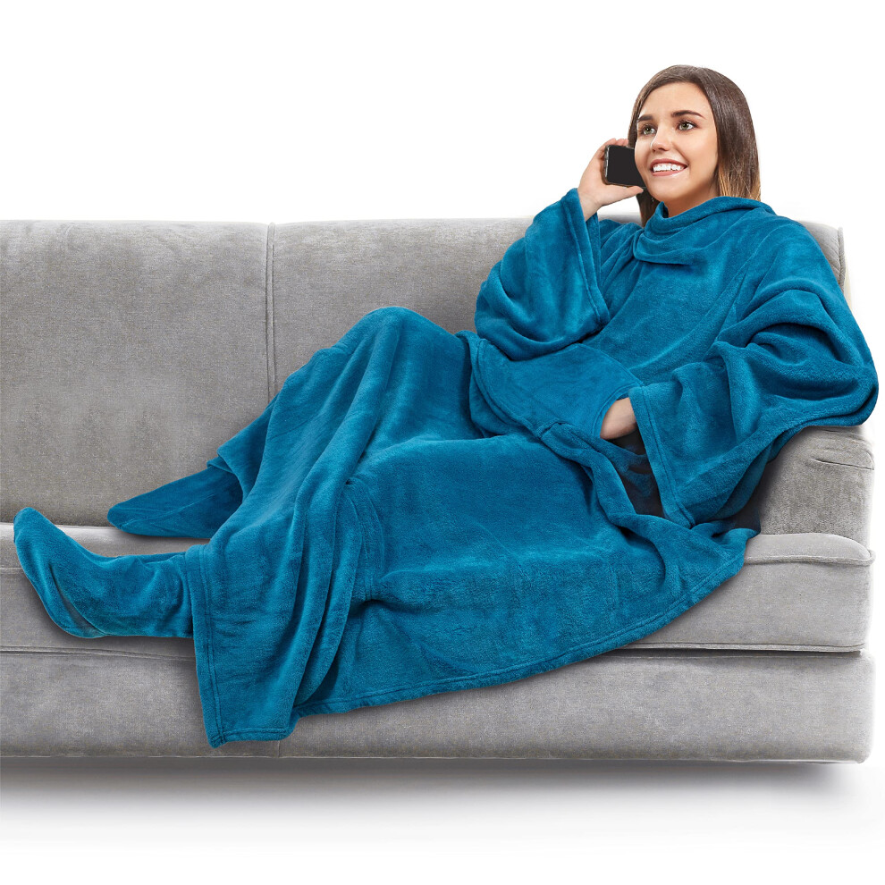 Pavilia Fleece Blanket With Sleeves And Foot Pockets For Women Men Adults Wearable Blanket Sleeved Throw Wrap Plush Hug Sleep Pod Snuggle Blanket Ro