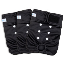 Paw Legend waschbare, wiederverwendbare Windeln fr Hndinnen  keine auslaufenden Hundewindeln fr den Wrmezyklus (3er-Pack, schwarz, gro)