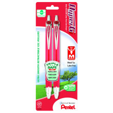 Pentel HyperG Retractable Gel Roller Pen, 0.7mm, Permanent Rood Inkt, 2 Pack (KL257BP2B)