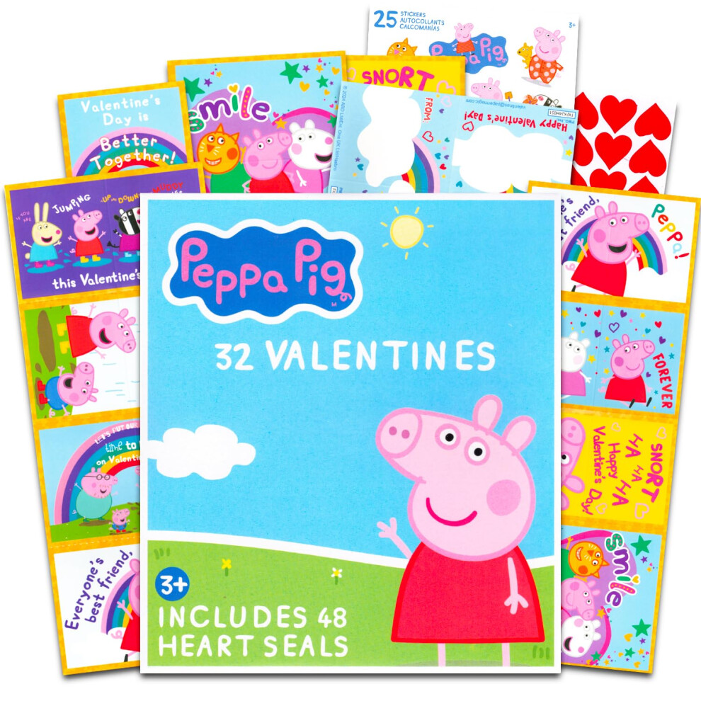 Peppa Pig Classroom Valentines Cards for Boys and Girls - 32 Peppa Pig Valentines Day Cards with Stickers for Kids Plus Sticker Sheet | Peppa Pig Vale
