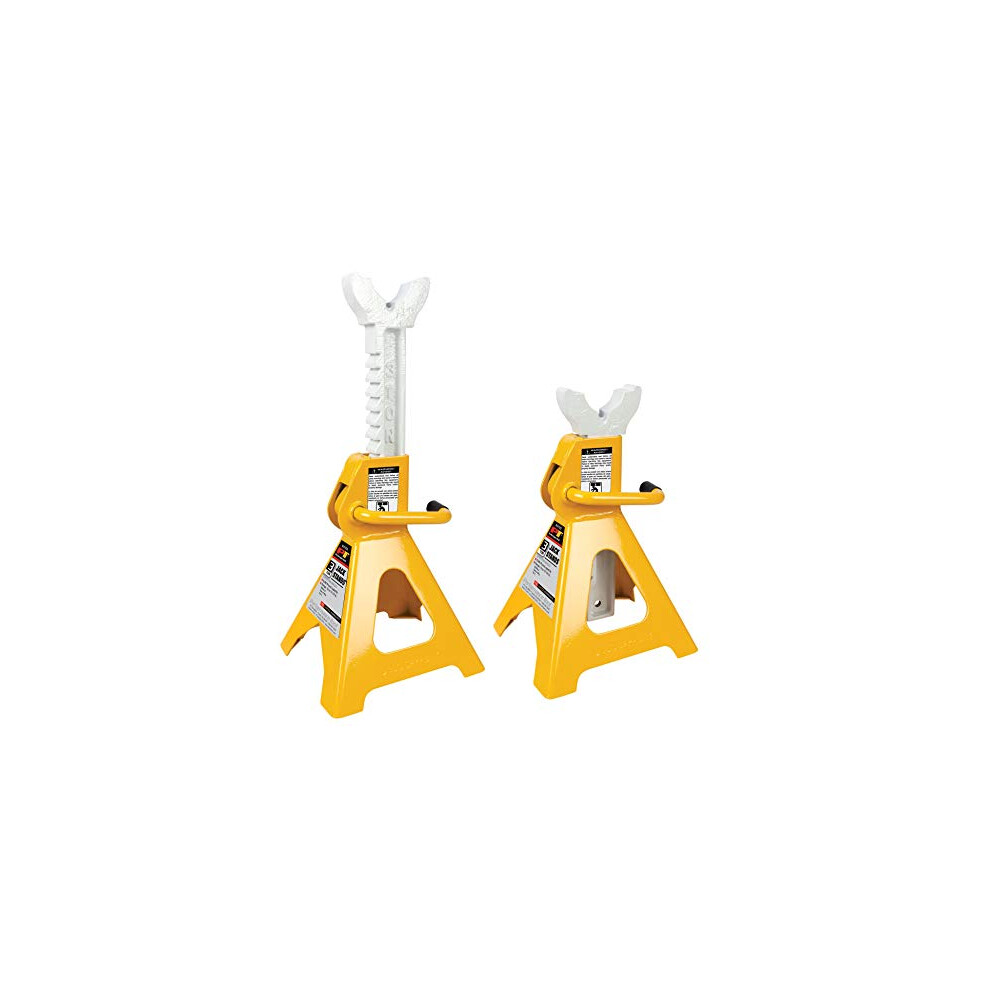 Performance Tool W41022 Ratchet Style Jack Stand Set For Lifting Vehicles During Maintenance 3-Ton Yellow 039564124228