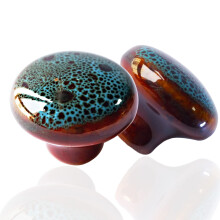 Perphin Vintage Round Cabinet Knobs Cerâmica Azul para Gavetas, Puxadores Antigos (20 Peças)