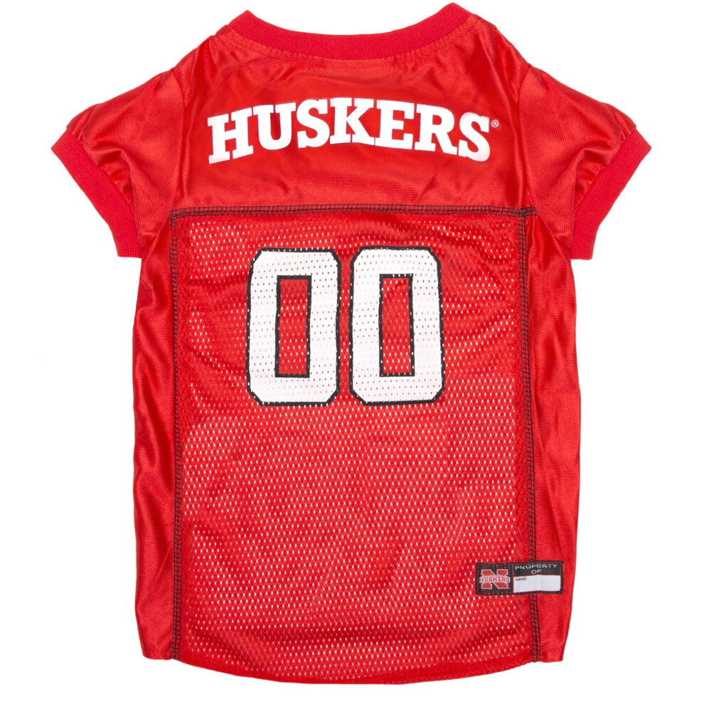 Maillot en maille Pets First NCAA College Nebraska Huskers pour chiens et chats, taille XS. Maillot sous licence pour grands chiens,     l'effigie