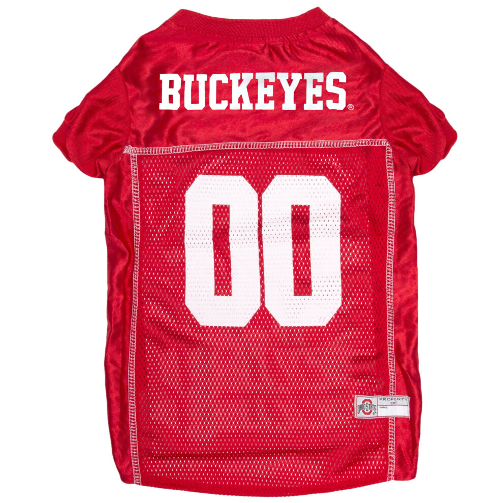 Photos - Dog Clothing Pets First NCAA College Ohio State Buckeyes Mesh Jersey for DOGS & CATS Small. Licensed Big Dog Jersey with your Favorite Fo 