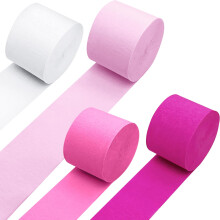 PheiLa Valentijnsdag Feestartikelen 4 Rollen Roze Heet Roze Lichtroze Wit Cr?epapier Streamers voor Galentines Day Meisjes Verjaardag Bruiloft Feestd