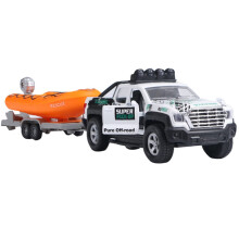 Conjunto de Brinquedos 2 em 1: Caminhão e Barco de Velocidade em Metal 1/36