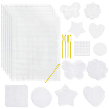 Pllieay 36-teiliges Netz-Kunststoff-Leinwand-Set, einschliesslich 30 Stuck 6 Formen 3 Zoll Kunststoff-Leinwande und 6 Stuck rechteckige Kunststoff