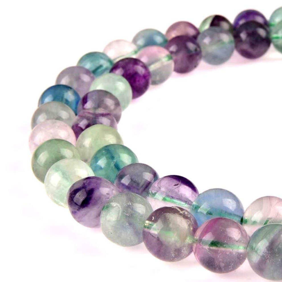 PLTbeads Superbes perles en fluorite naturelle en vrac, rondes et lisses de 8 mm, environ 39,4 cm, pour la fabrication de bijoux