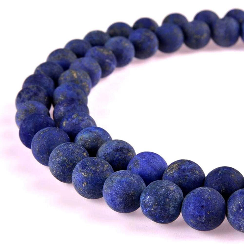 PLTbeads Magnifiques perles en pierre pr   cieuse naturelle lapis-lazuli 10 mm rondes mates d'environ 39,4 cm pour la fabrication de bijoux