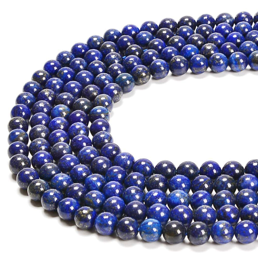 PLTbeads Superbes perles en pierres pr  cieuses naturelles rondes et lisses, environ 39,4 cm, pour la fabrication de bijoux (8 mm, lapis-lazuli lisse)