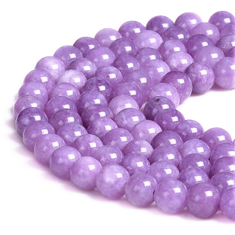 PLTbeads magnifiques perles en jade naturel teint    violet 10 mm rondes lisses environ 15 pouces pour la fabrication de bracelets et de colliers