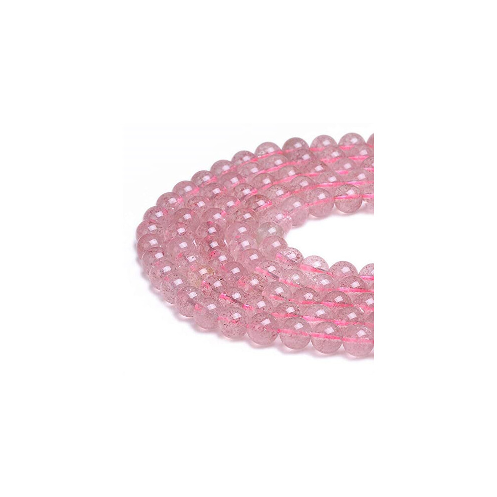 Perles en pierres pr   cieuses naturelles PLTbeads, rondes et lisses, environ 38 cm, pour la fabrication de bijoux (quartz fraise 6 mm)