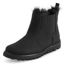 POLAR Womens Memory Foam Chelsea Nubuck Boot Waterproof Rubber Welted Stitch Outsole Faux Fur Lined - Black Mono - EU38/US7 - YC0642