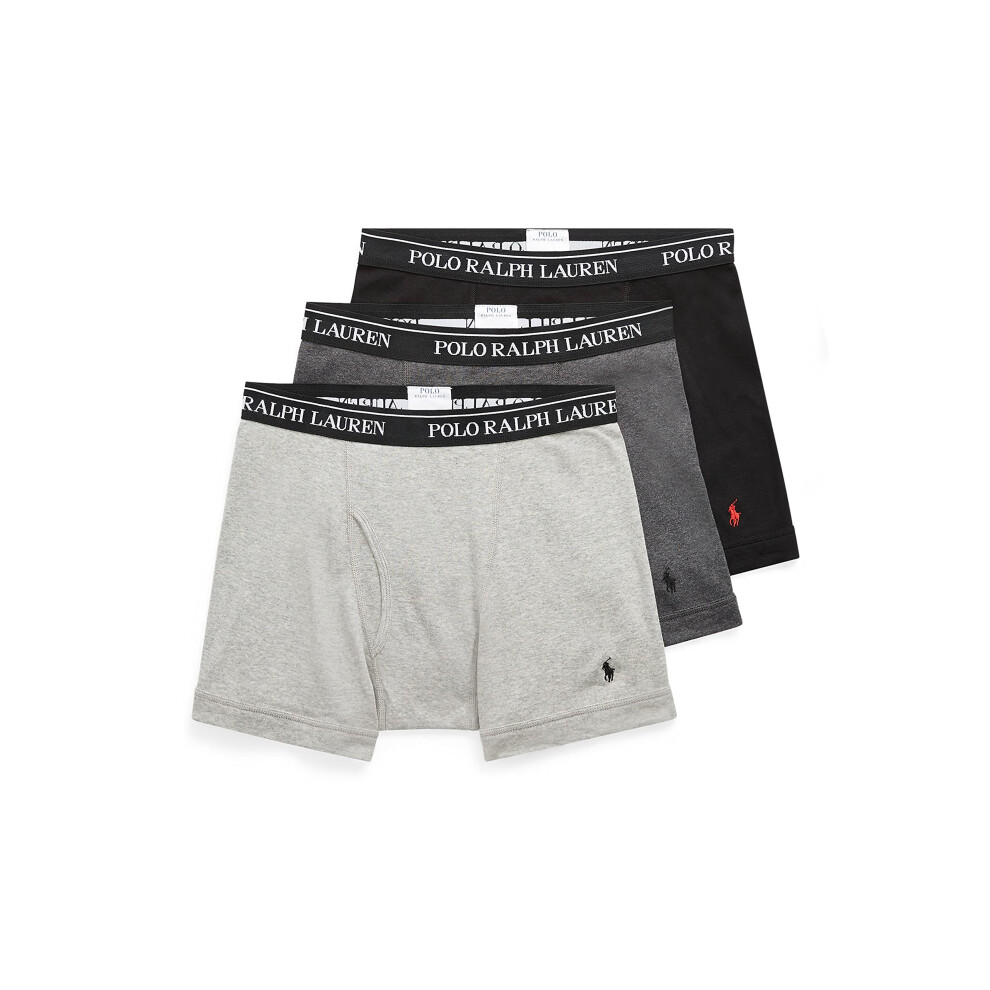 POLO RALPH LAUREN Men's Classic Fit Cotton Boxer Briefs  Trunks & Long Leg Available  3-Pack  Andover Heather/Madison Heather/Black  XX-Large