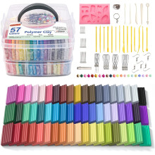 Polymer Clay Shuttle Art 57 Colors Oven Bake Modeling Clay Creative Clay Kit with 19 Clay Tools and 10 Kinds of Accessories Non-Toxic Non-Sticky