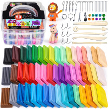Polymer Clay, 50 Farben, CiaraQ Modelliermasse-Starter-Kits f?r Kinder, ofengebackene Modelliermasse mit Modellierwerkzeugen, sicher und ungiftig