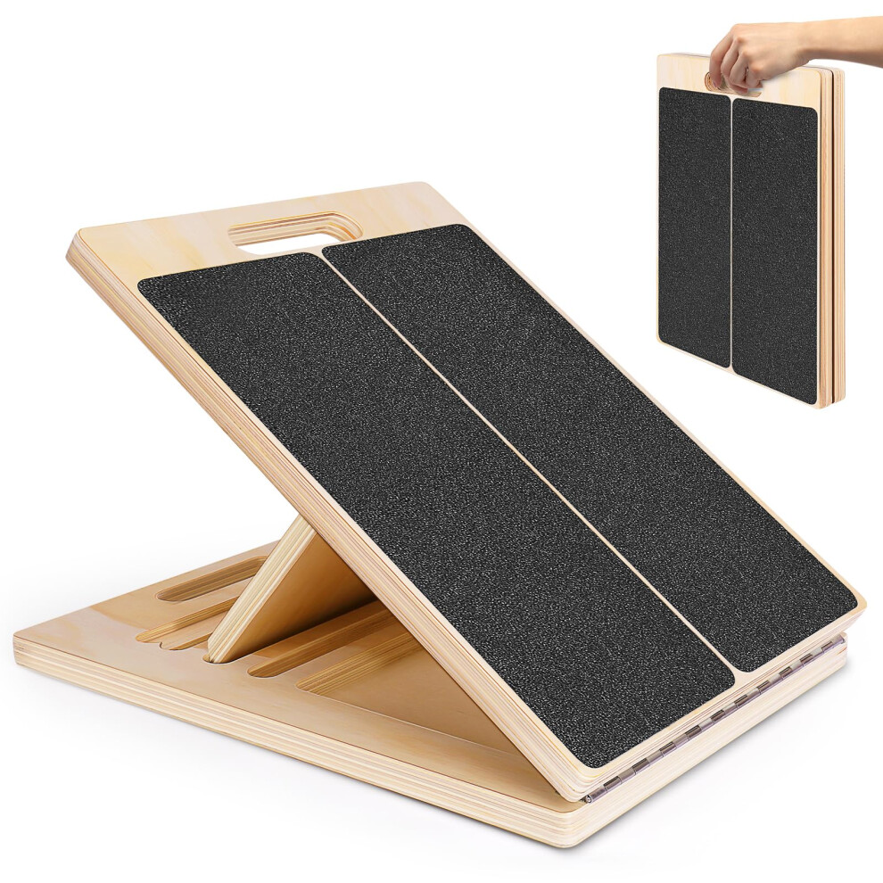 Norbase Portable Wooden Slant Board For Calf Stretching Squats Calf Stretcher Pilates Physical Therapy Equipment Adjustable Incline Board For Knees Ankle Heel