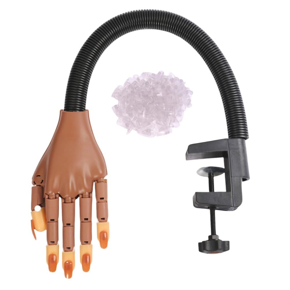 Zhuoyi Practice Hand For Acrylic Nails Adjustable Flexible Nail Practice Hands Training Movable Nail Manicure Hand With 100 Transparent Nail Tips