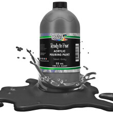 Verser Masters Steel Grey Acrylique pret a verser de la peinture versee - Prime de 32 onces a base d'eau pre-melangee - pour toile en bois d'arti
