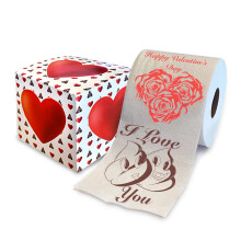 Drukowany papier toaletowy z nadrukiem TP Happy Valentine's Gag Gift - Slodka rolka papieru toaletowego na Walentynki Wystrj lazienki Romantyczn