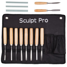 Conjunto Profissional de Ferramentas de Escultura em Madeira com 13 Peças - Kit de Cinzel em Aço Inoxidável