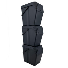 Prosperplast Set of 3 Recycling Bin with 75 Litre Capacity in Anthracite with Handles 40 2 Prof. x 24 Frontal x 50 5 altura CADA cubo en Torre 113 c