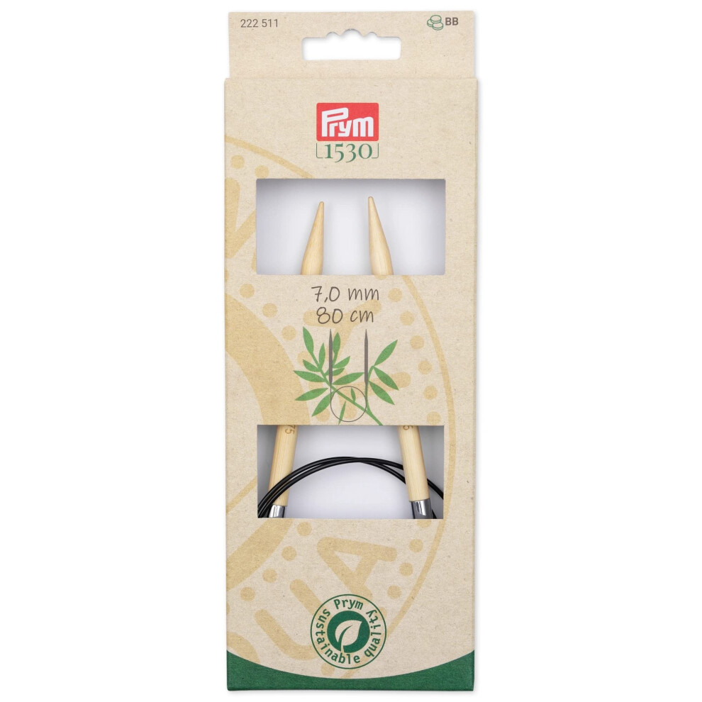 Prym 32"""" Circular Bamboo 7Mm Knitting Needles Natural