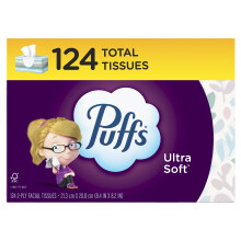 Puffs Ultra Soft Facial Tissues  1 Family Size Box  124 Facial Tissues Per Box